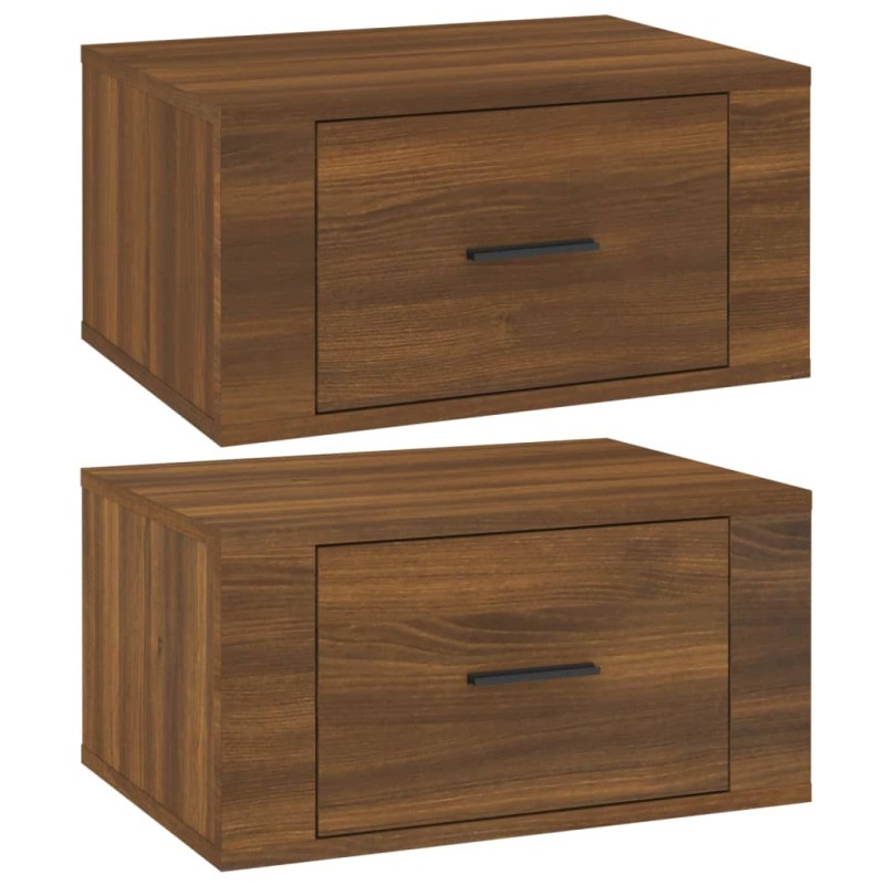 vidaXL Κομοδίνα Επιτοίχια 2 τεμ. Καφέ Δρυς 50x36x25 εκ.