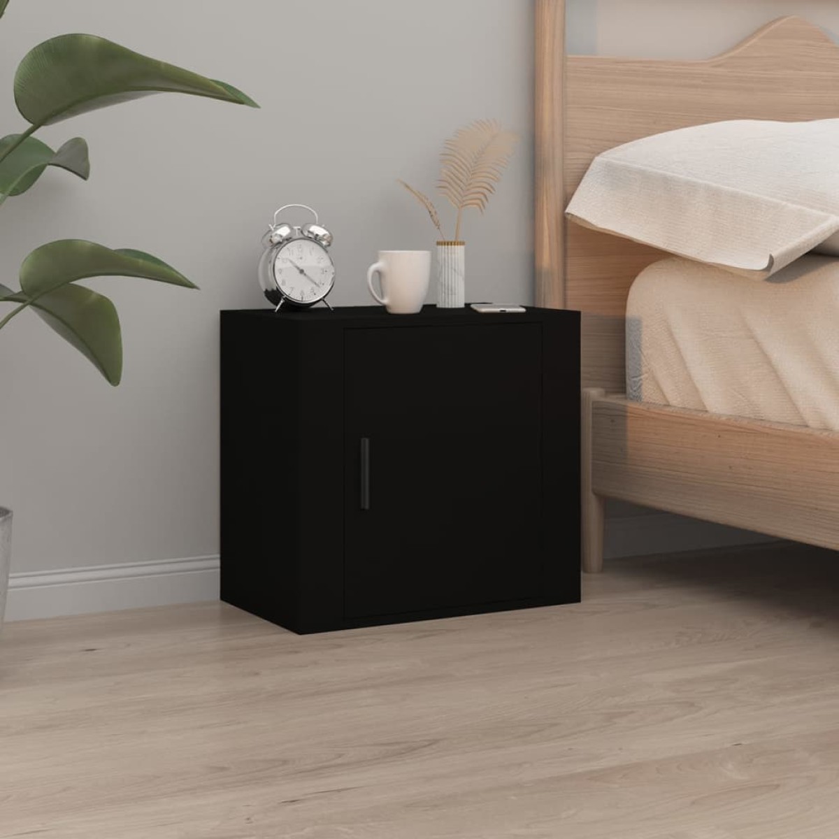 vidaXL Κομοδίνα Επιτοίχια 2 τεμ. Μαύρα 50x30x47 εκ.