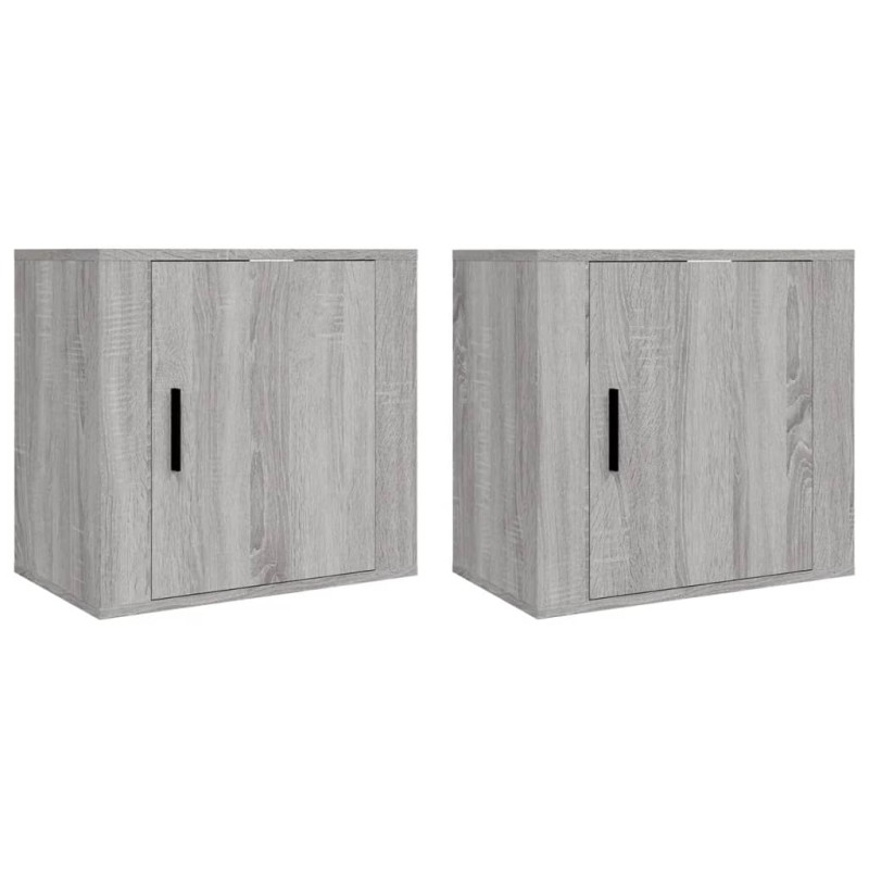 vidaXL Κομοδίνα Επιτοίχια 2 τεμ. Γκρι Sonoma 50x30x47 εκ.