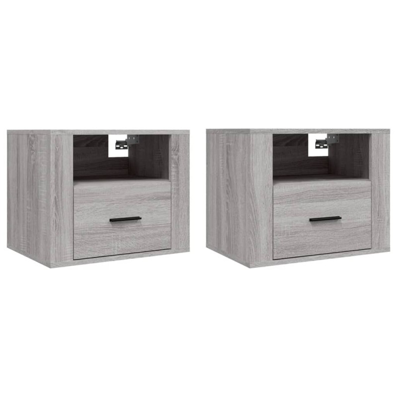 vidaXL Κομοδίνα Επιτοίχια 2 τεμ. Γκρι Sonoma 50x36x40 εκ.