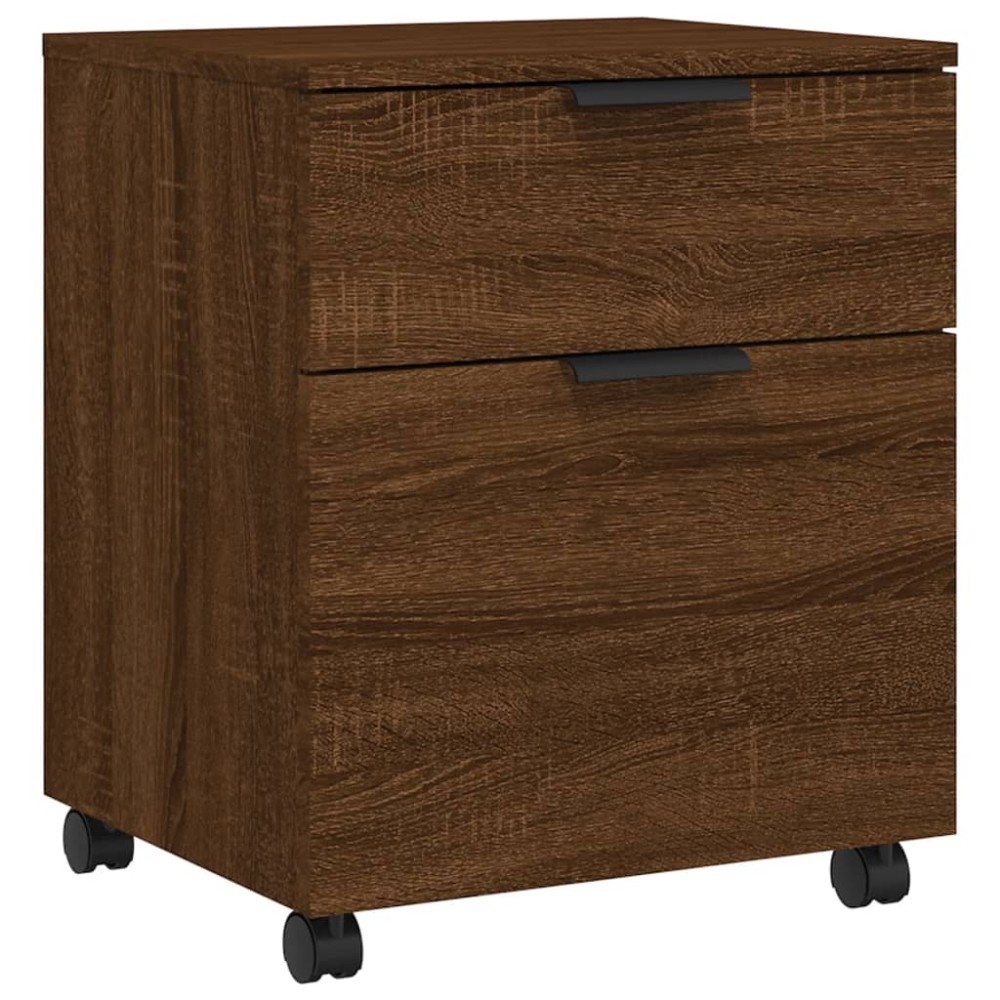 vidaXL Αρχειοθήκη Φορητή Καφέ Δρυς 45x38x54 εκ. Επεξ. Ξύλο με Ρόδες