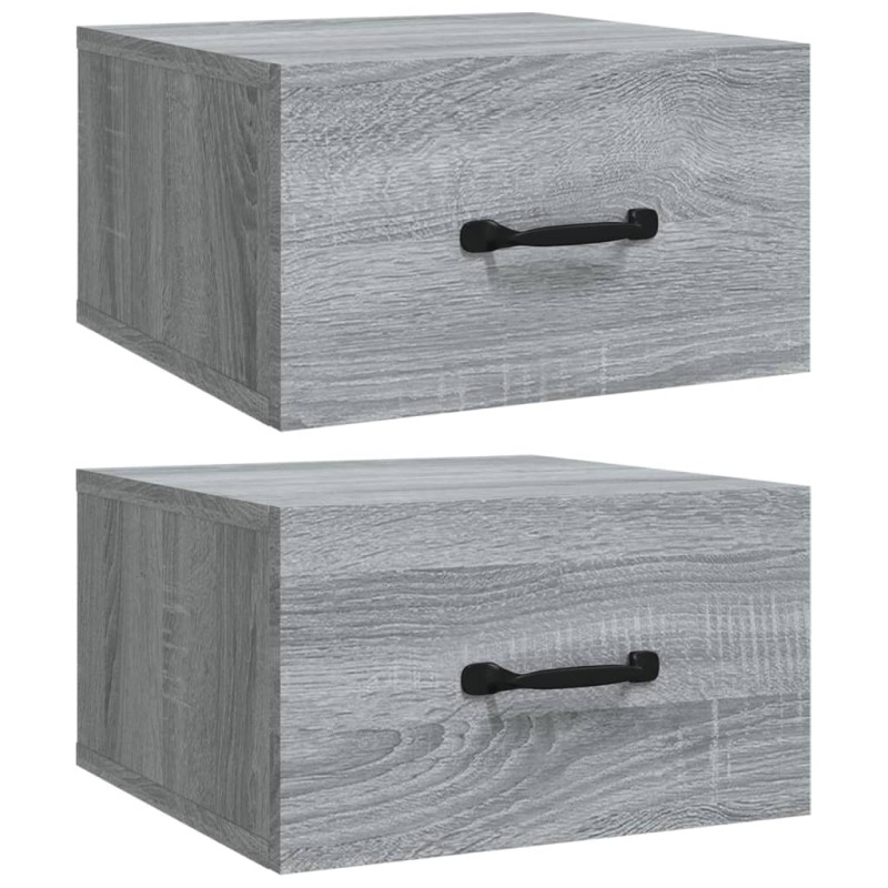 vidaXL Κομοδίνα Επιτοίχια 2 τεμ. Γκρι Sonoma 35 x 35 x 20 εκ.