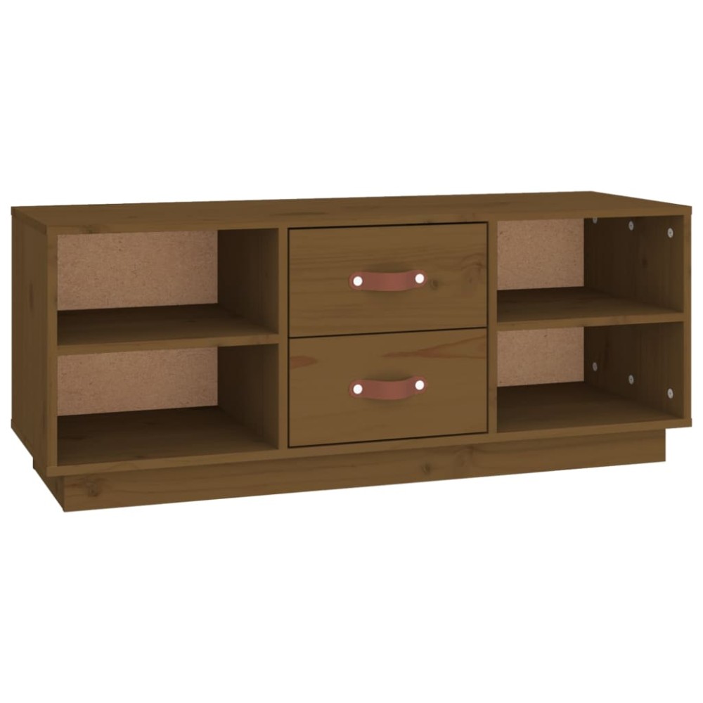 vidaXL Έπιπλο Τηλεόρασης Καφέ Μελί 100x34x40 εκ. από Μασίφ Ξύλο Πεύκου