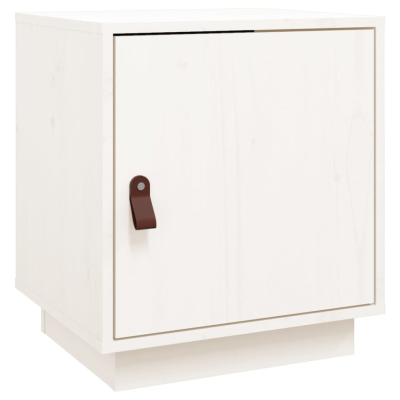 vidaXL Κομοδίνο Λευκό 40 x 34 x 45 εκ. από Μασίφ Ξύλο Πεύκου