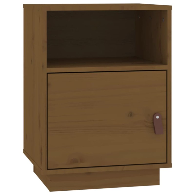 vidaXL Κομοδίνο Καφέ Μελί 40x34x55εκ. από Μασίφ Ξύλο Πεύκου