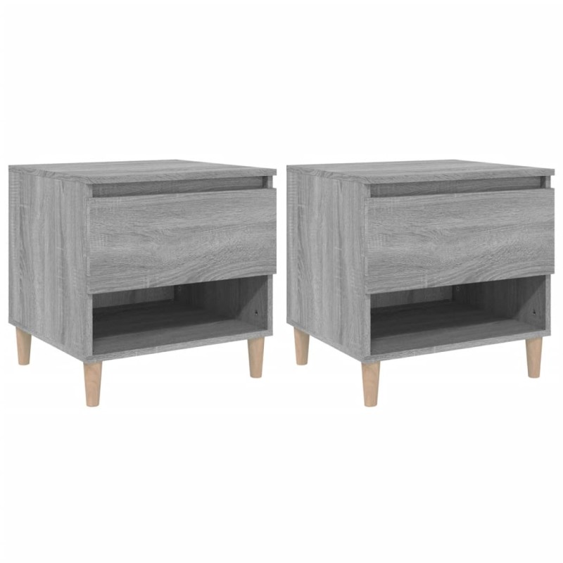 vidaXL Κομοδίνα 2 τεμ Γκρι sonoma 50x46x50 εκ. από Επεξεργασμένο Ξύλο