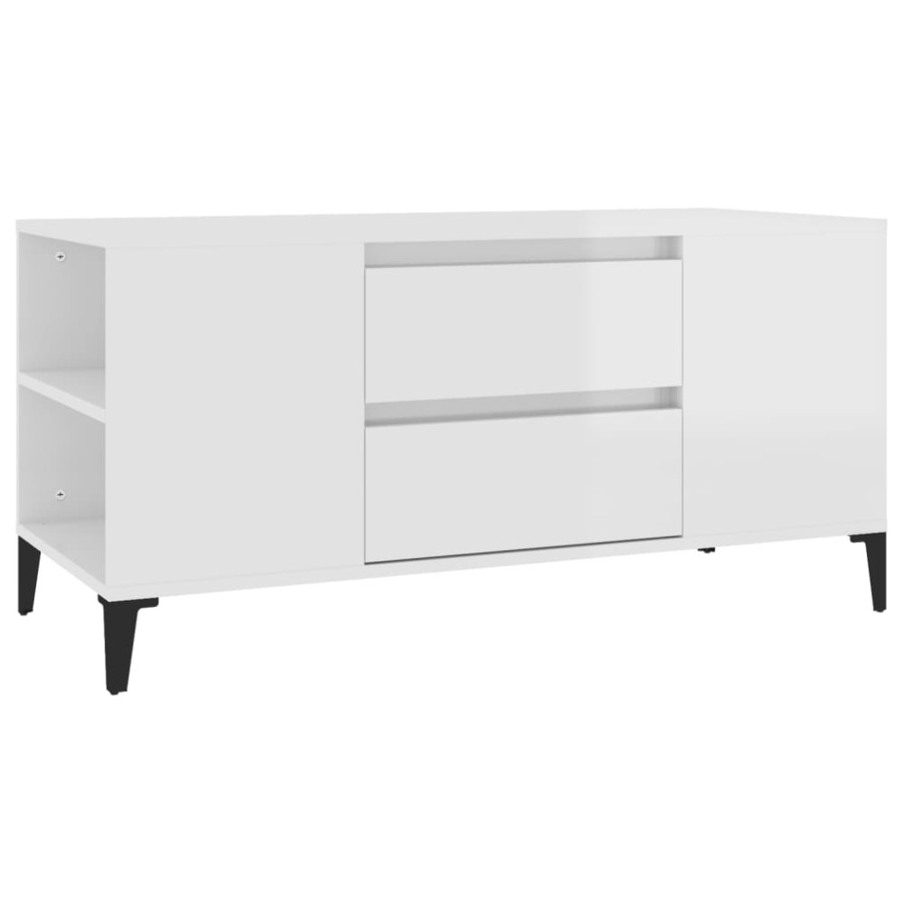 vidaXL Έπιπλο Τηλεόρασης Γυαλ. Λευκό 102x44,5x50 εκ.Επεξεργασμένο Ξύλο