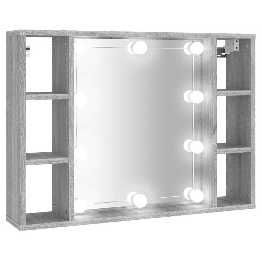 vidaXL Έπιπλο Καθρέπτη με LED Γκρι Sonoma 76 x 15 x 55 εκ.