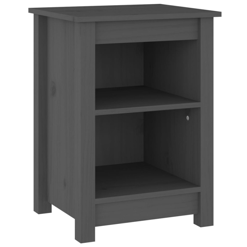 vidaXL Κομοδίνο Γκρι 40 x 35 x 55 εκ. από Μασίφ Ξύλο Πεύκου