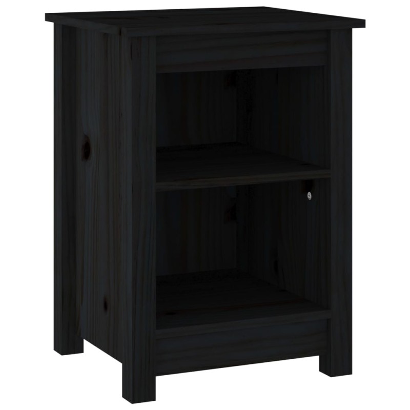 vidaXL Κομοδίνο Μαύρο 40x35x55 εκ. από Μασίφ Ξύλο Πεύκου