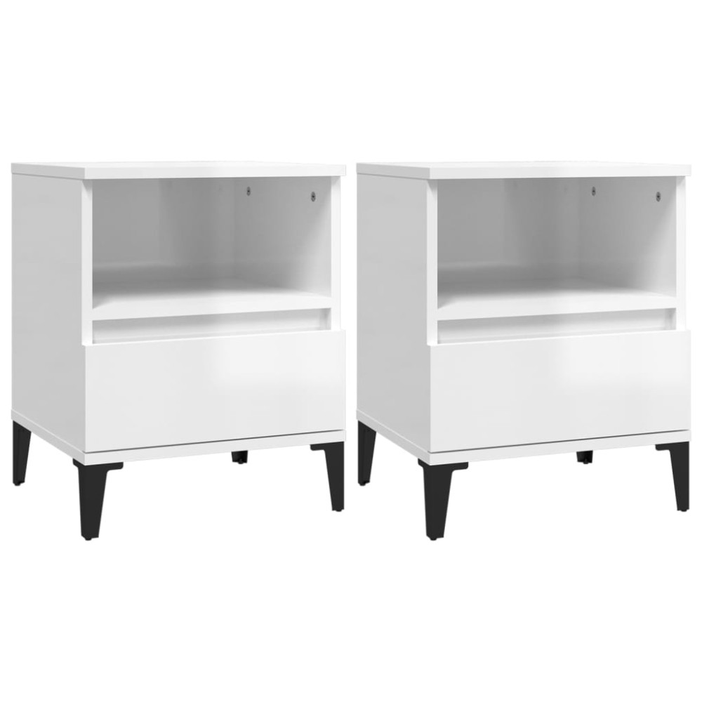 vidaXL Κομοδίνα 2 τεμ. Γυαλιστερό Λευκό 40 x 35 x 50 εκ.
