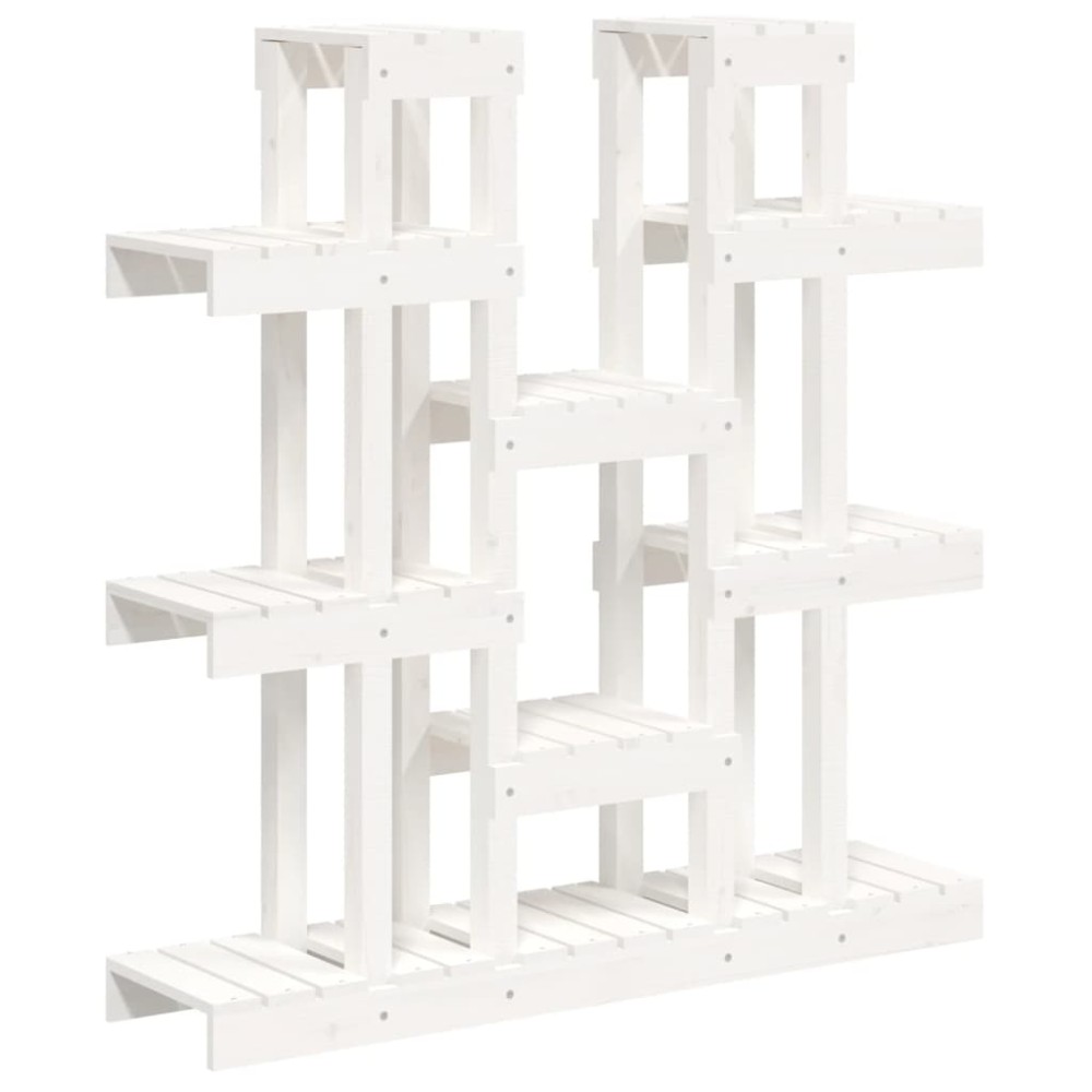 vidaXL Βάση Γλάστρας Λευκή 104,5x25x109,5 εκ. από Μασίφ Ξύλο Πεύκου