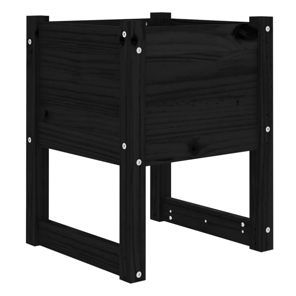 vidaXL Ζαρντινιέρα Μαύρο 40 x 40 x 52,5 εκ. από Μασίφ Ξύλο Πεύκου