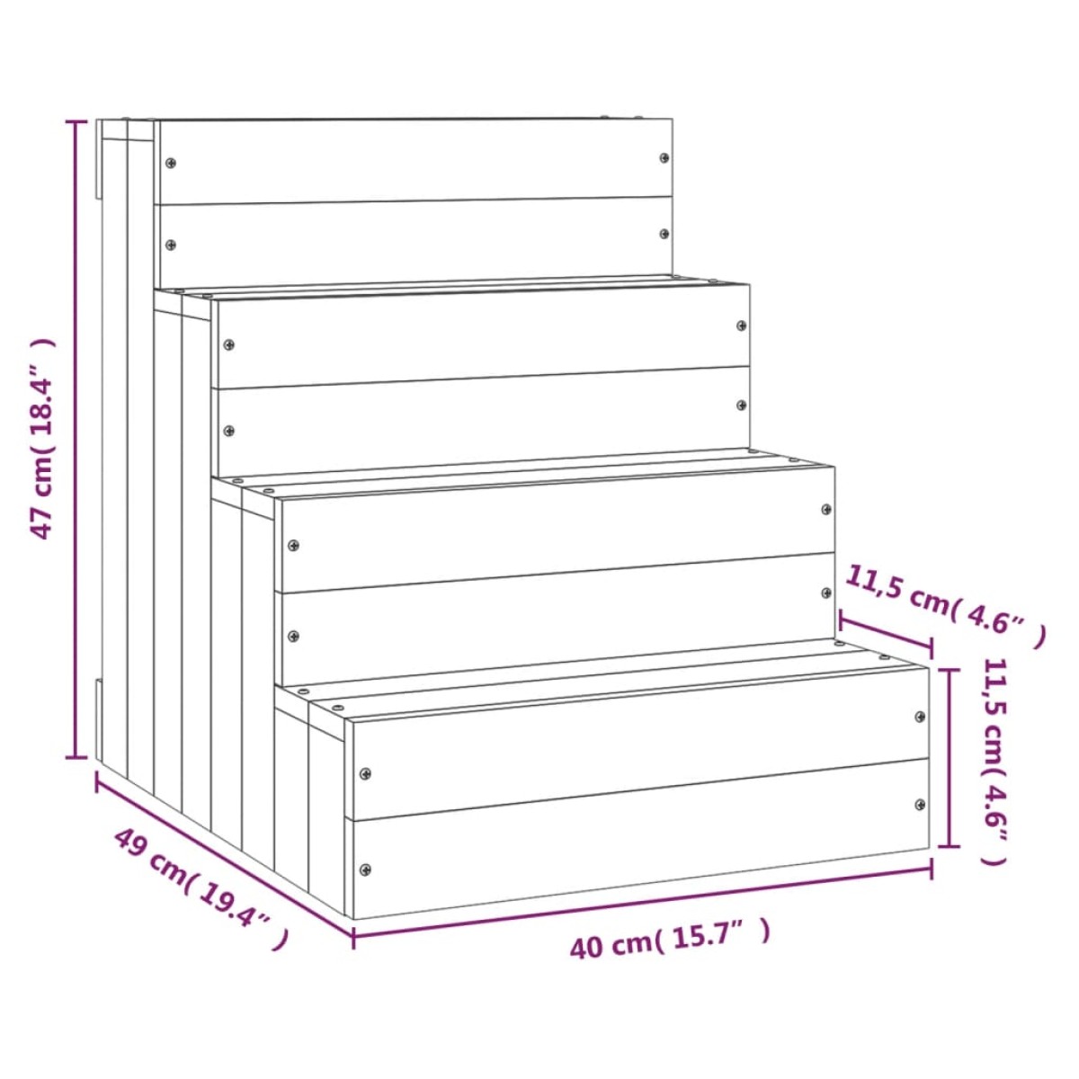 vidaXL Σκάλα Κατοικίδιου Λευκή 40 x 49 x 47 εκ. από Μασίφ Ξύλο Πεύκου