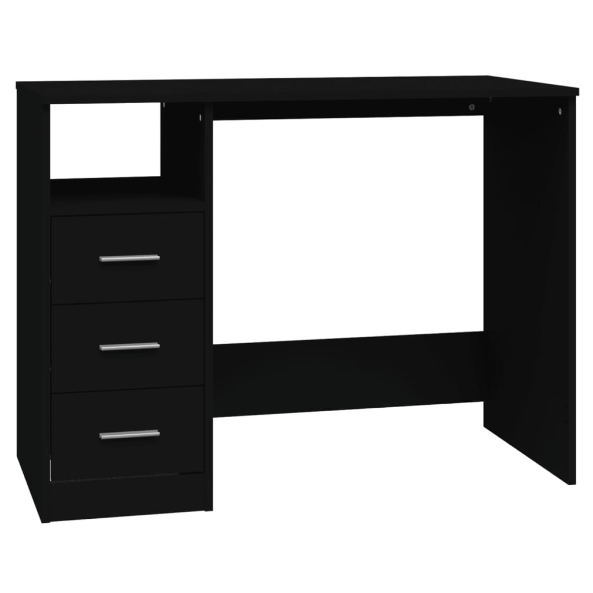 vidaXL Γραφείο με Συρτάρια Μαύρο 102x50x76 εκ. από Επεξεργασμένο Ξύλο