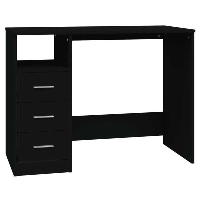 vidaXL Γραφείο με Συρτάρια Μαύρο 102x50x76 εκ. από Επεξεργασμένο Ξύλο