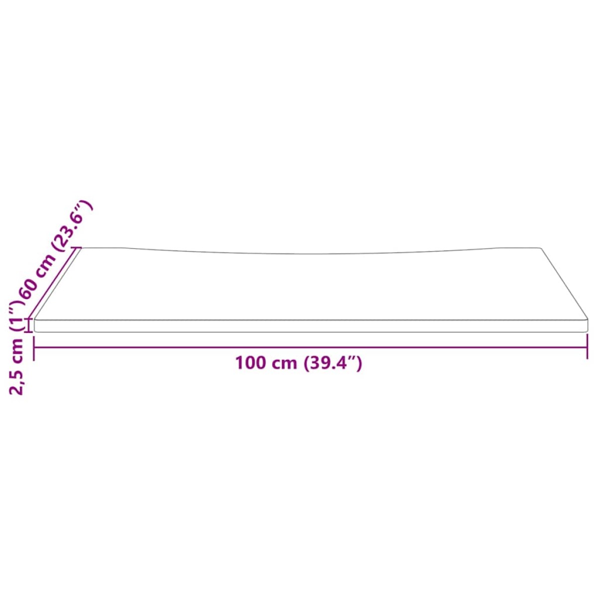 vidaXL Επιφάνεια Γραφείου Λευκή 100x60x2,5 εκ. από Μασίφ Ξύλο Πεύκου