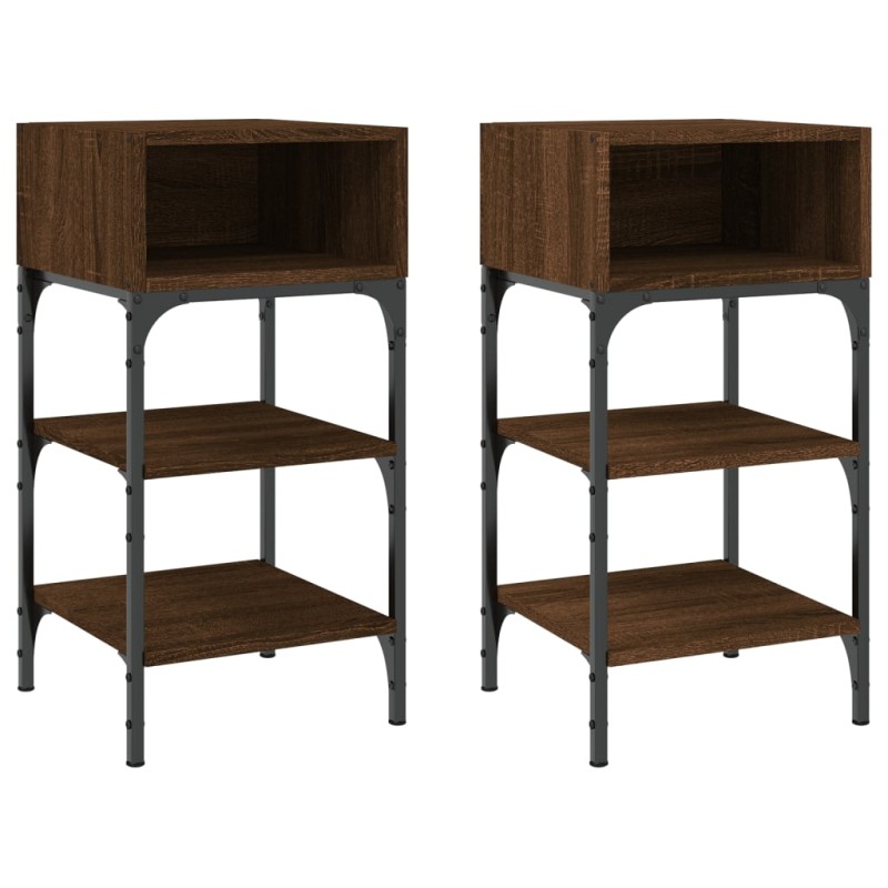 vidaXL Κομοδίνα 2 τεμ. Καφέ Δρυς 35x34,5x70 εκ. Επεξεργασμένο Ξύλο