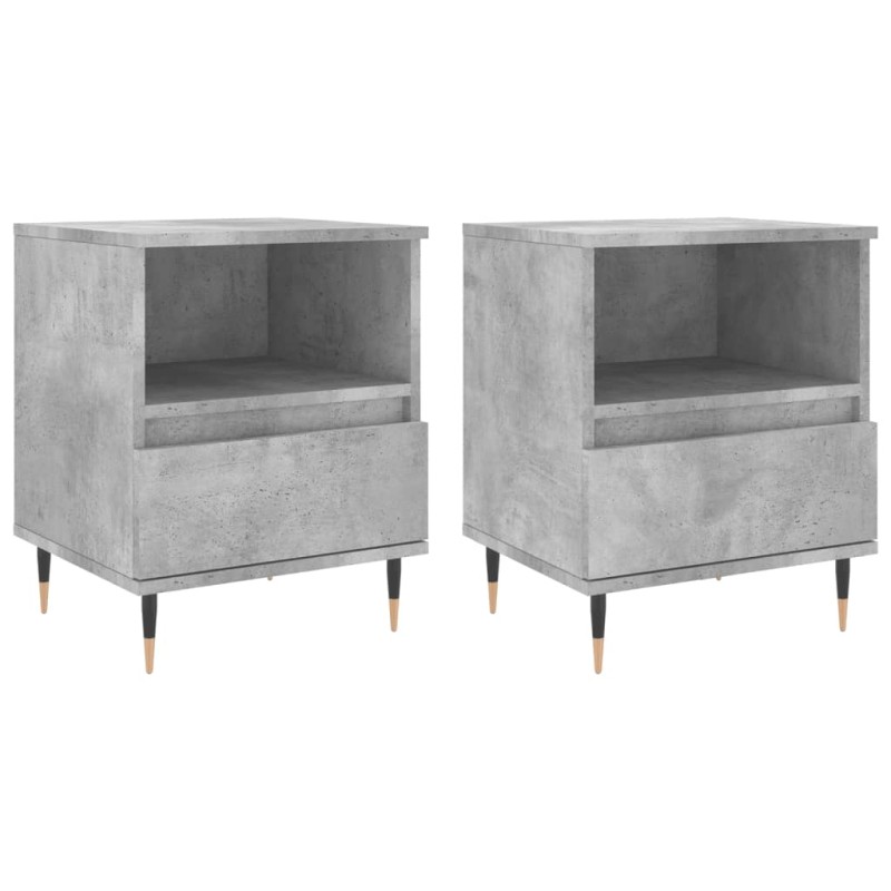 vidaXL Κομοδίνα 2 τεμ. Γκρι Σκυροδέματος 40x35x50 εκ. Επεξεργ. Ξύλο