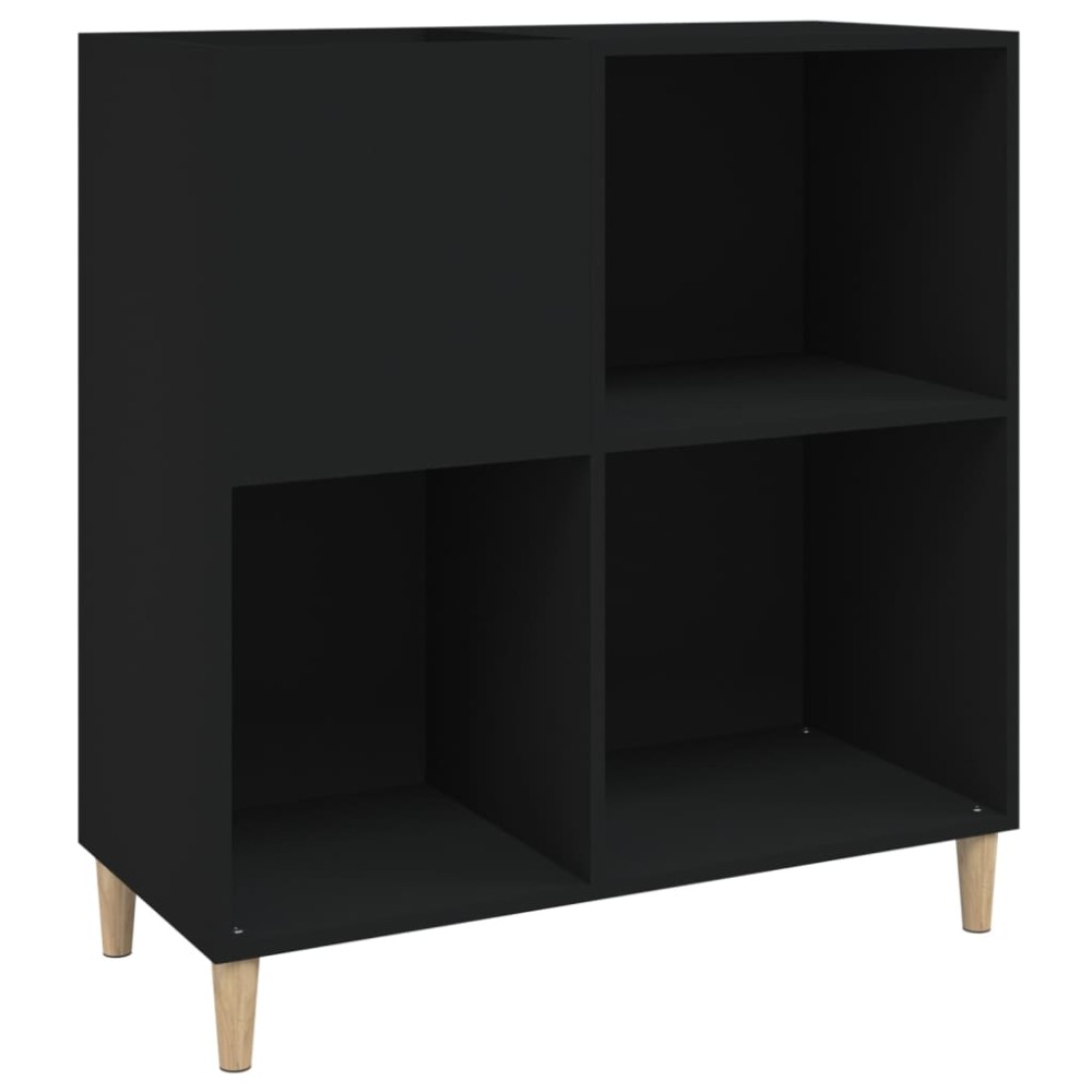 vidaXL Δισκοθήκη Μαύρη 84,5 x 38 x 89 εκ. από Επεξεργασμένο Ξύλο