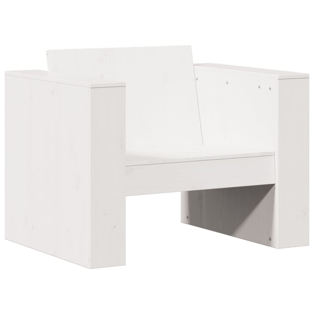 vidaXL Καναπές Κήπου Λευκός 79 x 60 x 62 εκ. από Μασίφ Ξύλο Πεύκου
