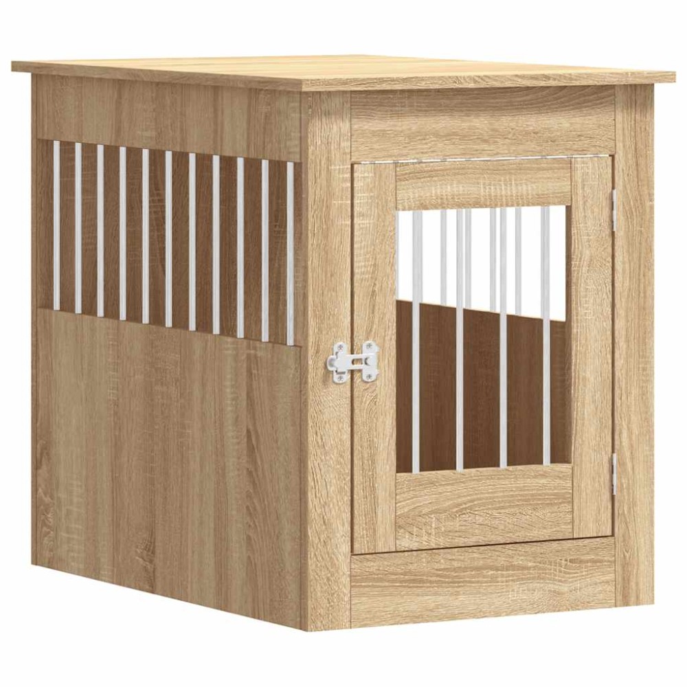 vidaXL Κλουβί Σκύλου Sonoma Δρυς 55 x 80 x 68 εκ. από Επεξεργ. Ξύλο