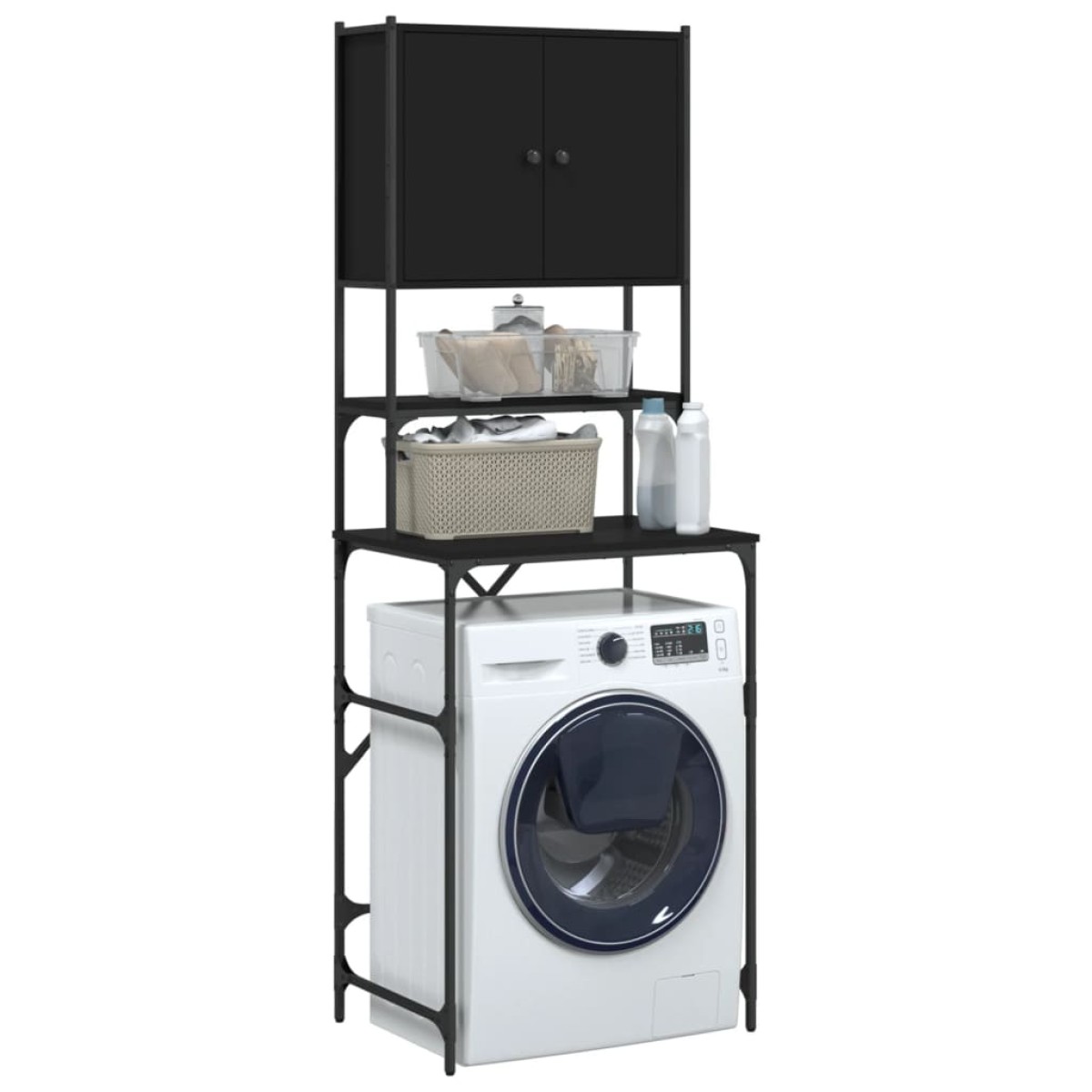 vidaXL Ντουλάπι Πλυντηρίου Μαύρο 68x48,5x194 εκ.