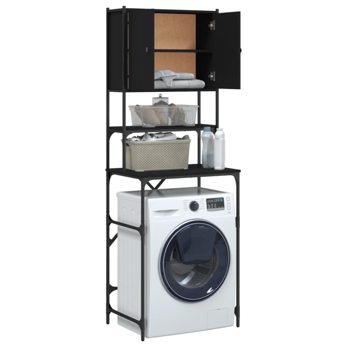 vidaXL Ντουλάπι Πλυντηρίου Μαύρο 68x48,5x194 εκ.