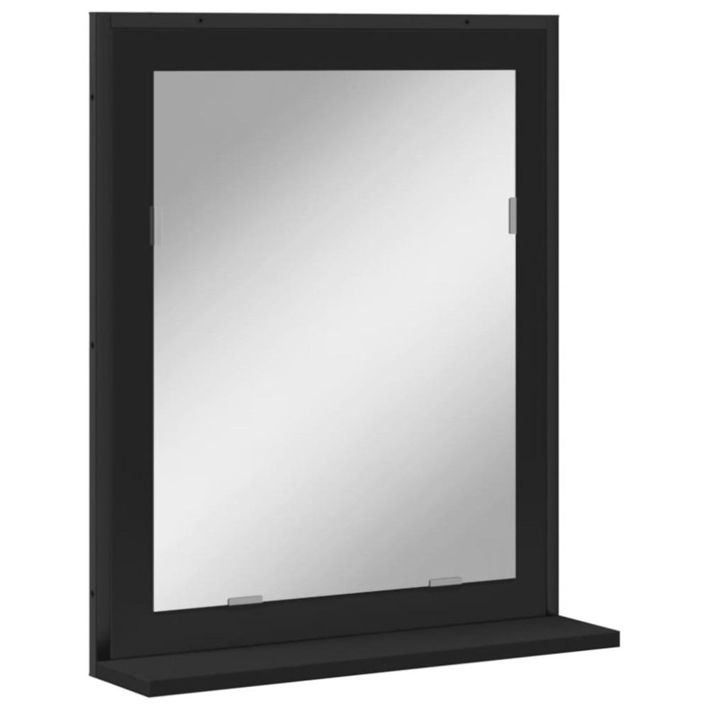 vidaXL Καθρέφτης Μπάνιου με Ράφι Μαύρος 50x12x60 εκ. από Μοριοσανίδα