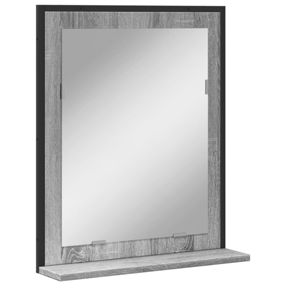 vidaXL Καθρέφτης Μπάνιου με Ράφι Γκρι Sonoma 50x12x60 εκ. Μοριοσανίδα