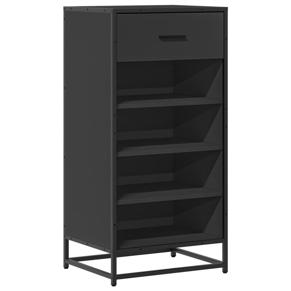 vidaXL Παπουτσοθήκη Μαύρο 48x38x97,5 εκ. από Επεξεργασμένο Ξύλο