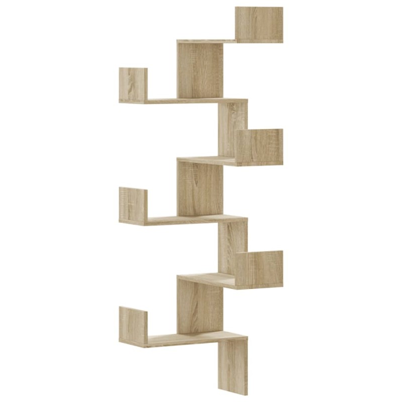 vidaXL Γωνιακή Ραφιέρα Τοίχου Sonoma Δρυς 45x45x147 εκ. Επεξ. Ξύλο