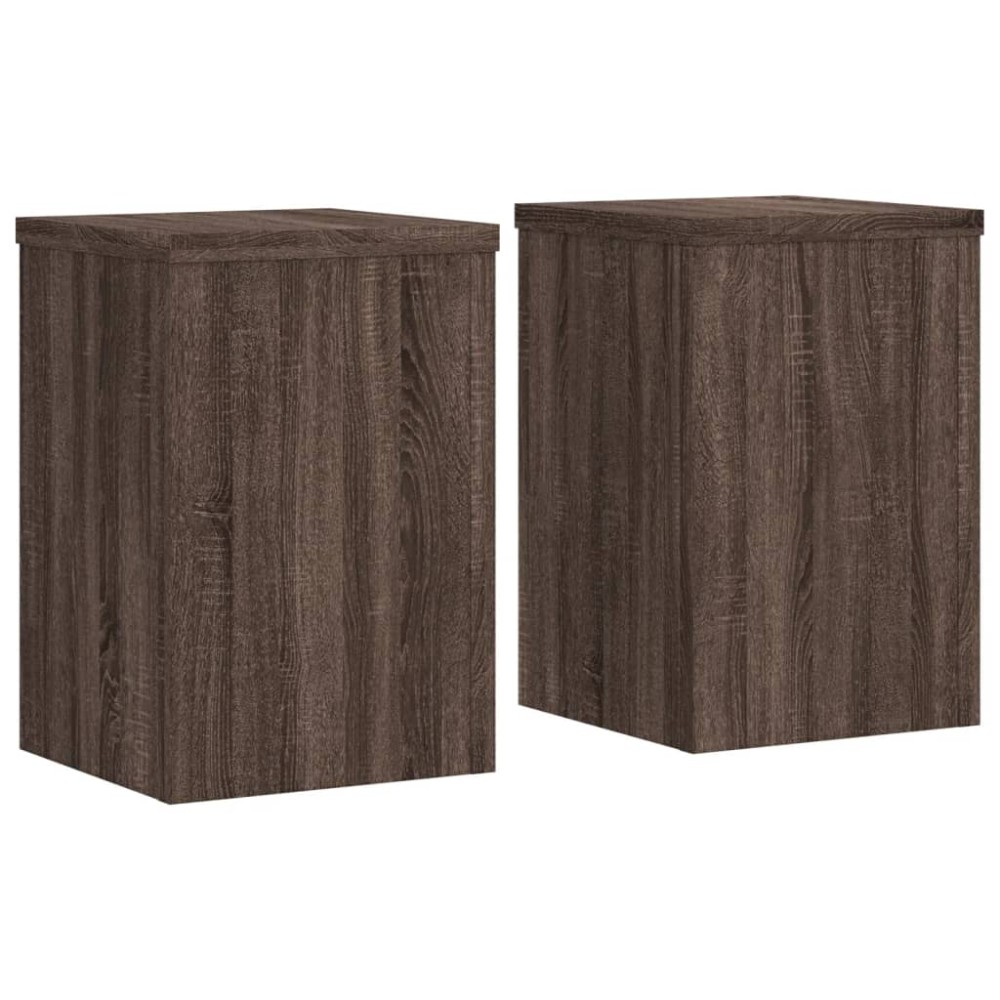 vidaXL Βάσεις Φυτών 2 Τεμ. Καφέ Δρυς 25x25x35 εκ. Επεξεργασμένο Ξύλο