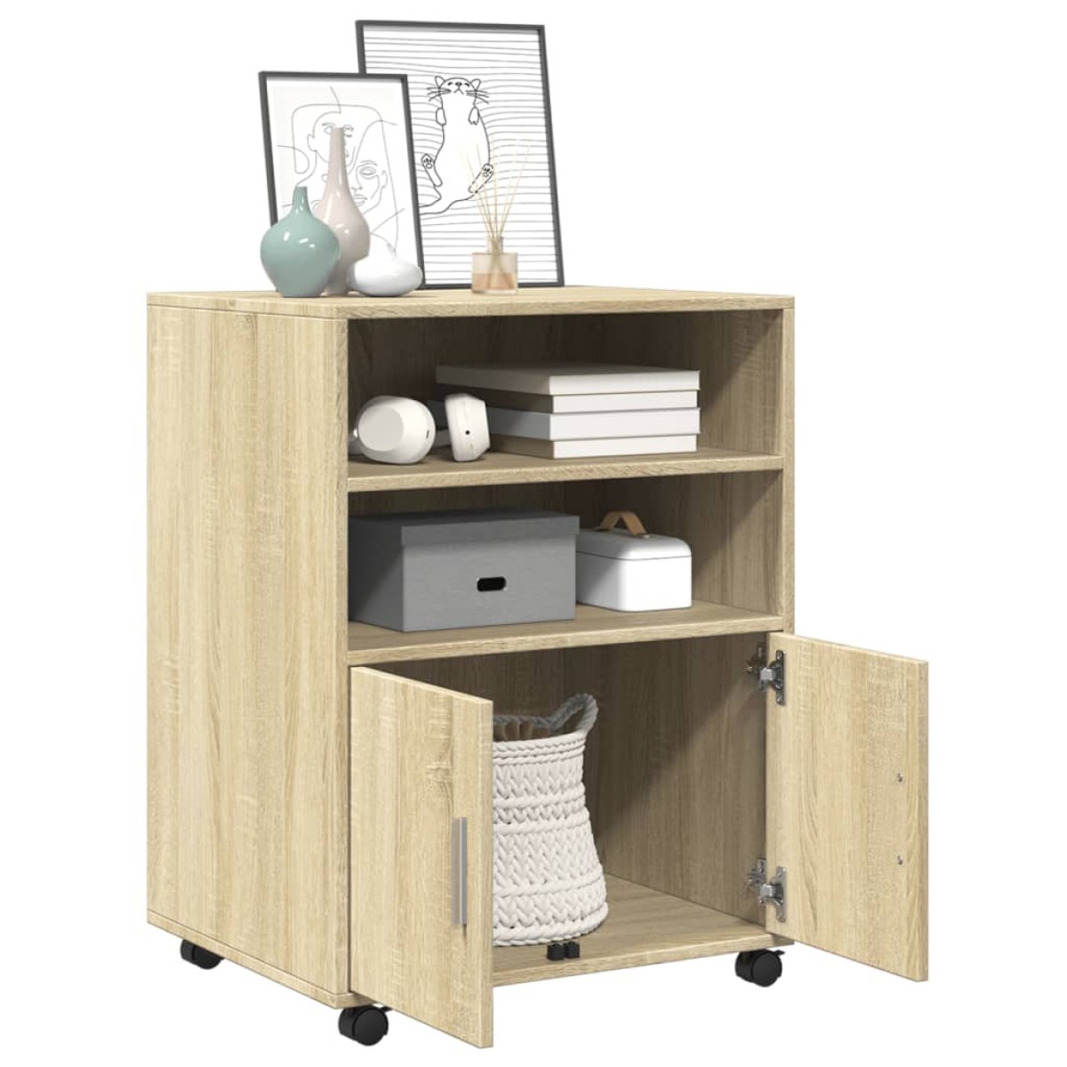 vidaXL Ντουλάπι Τροχήλατο Sonoma Δρυς 60x48x81 εκ. από Επεξ. Ξύλο
