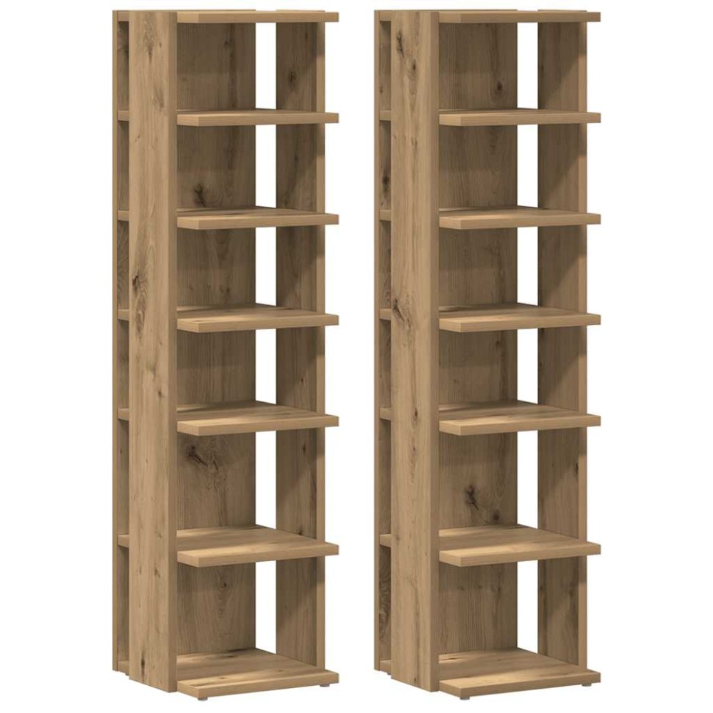 vidaXL Παπουτσοθήκες 2 τεμ. Αρτισιανή Δρυς 28x27x102 εκ. Επεξ. Ξύλο