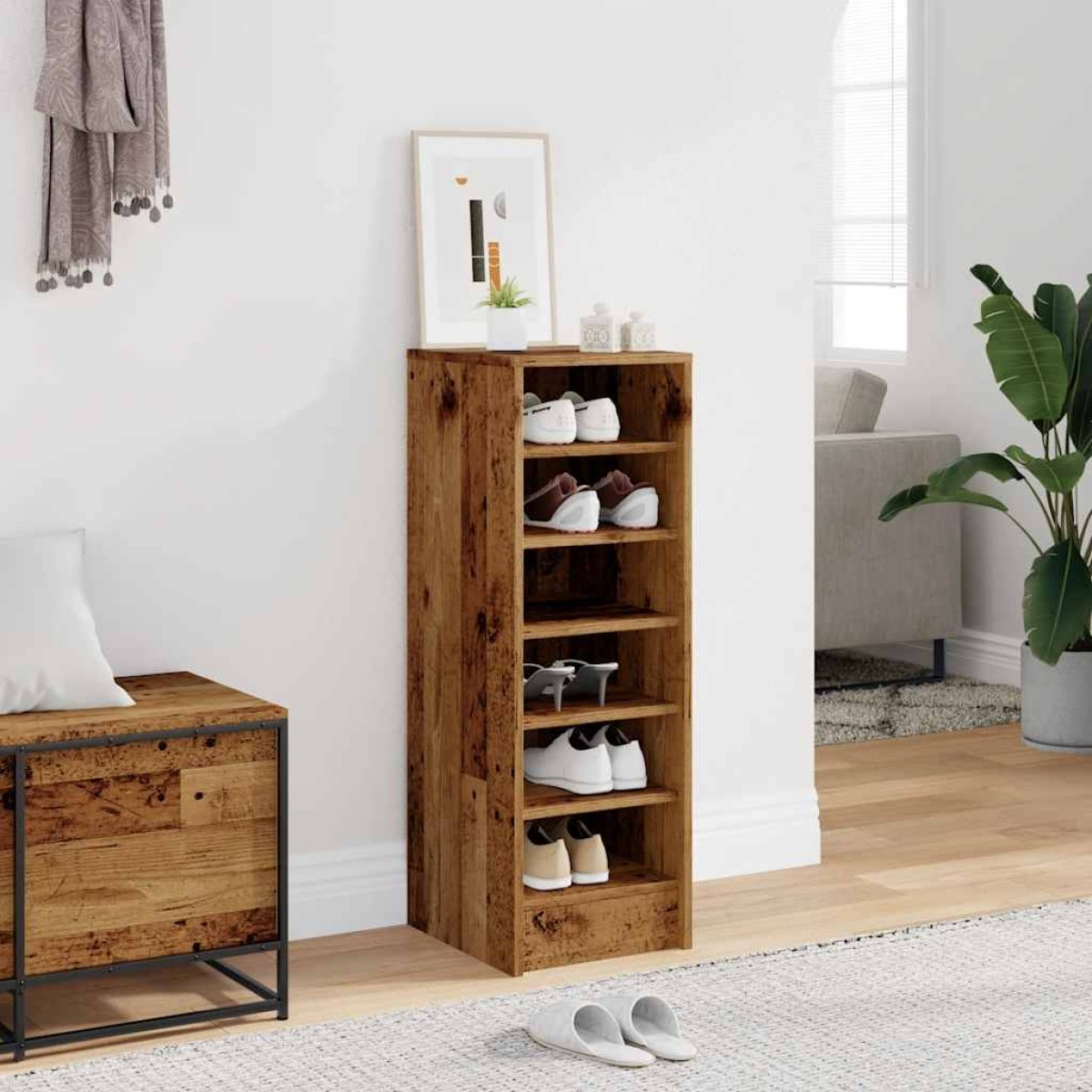 ντουλάπι παπουτσιών vidaXL Παλιό ξύλο 32x35x92 cm Κατασκευασμένο ξύλο