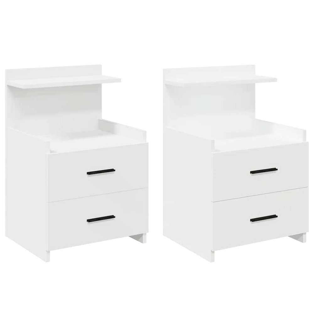vidaXL Κομοδίνα 2 τεμ. με 2 Συρτάρια Λευκά 40x36,5x62 εκ.