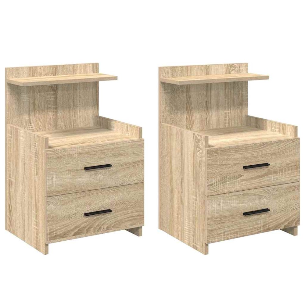 vidaXL Κομοδίνα 2 τεμ. με 2 Συρτάρια, Χρώμα Sonoma Δρυς 40x36,5x62 εκ.