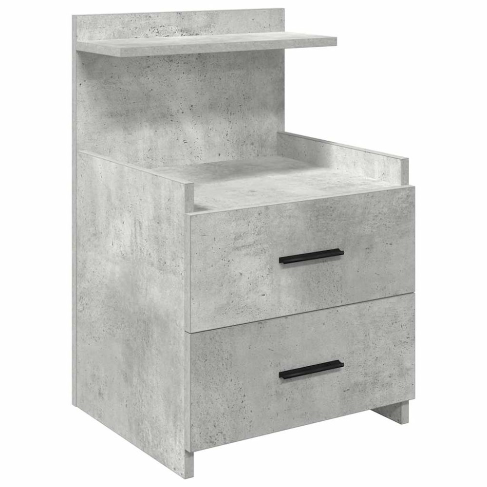 vidaXL Κομοδίνο με 2 Συρτάρια Γκρι Σκυρόδεμα 40x36,5x62 εκ.