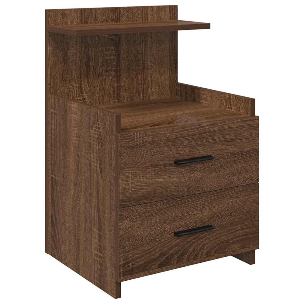 vidaXL Κομοδίνο με 2 Συρτάρια Καφέ Δρυς 40x36,5x62 εκ.