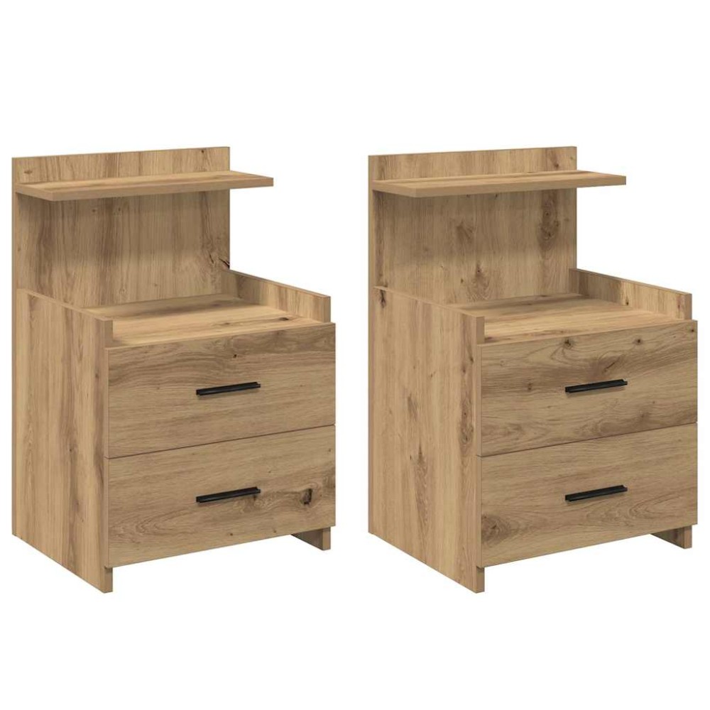 vidaXL Κομοδίνα 2 τεμ. με 2 Συρτάρια, Ξύλο Artisan Oak 40x36,5x62 εκ.