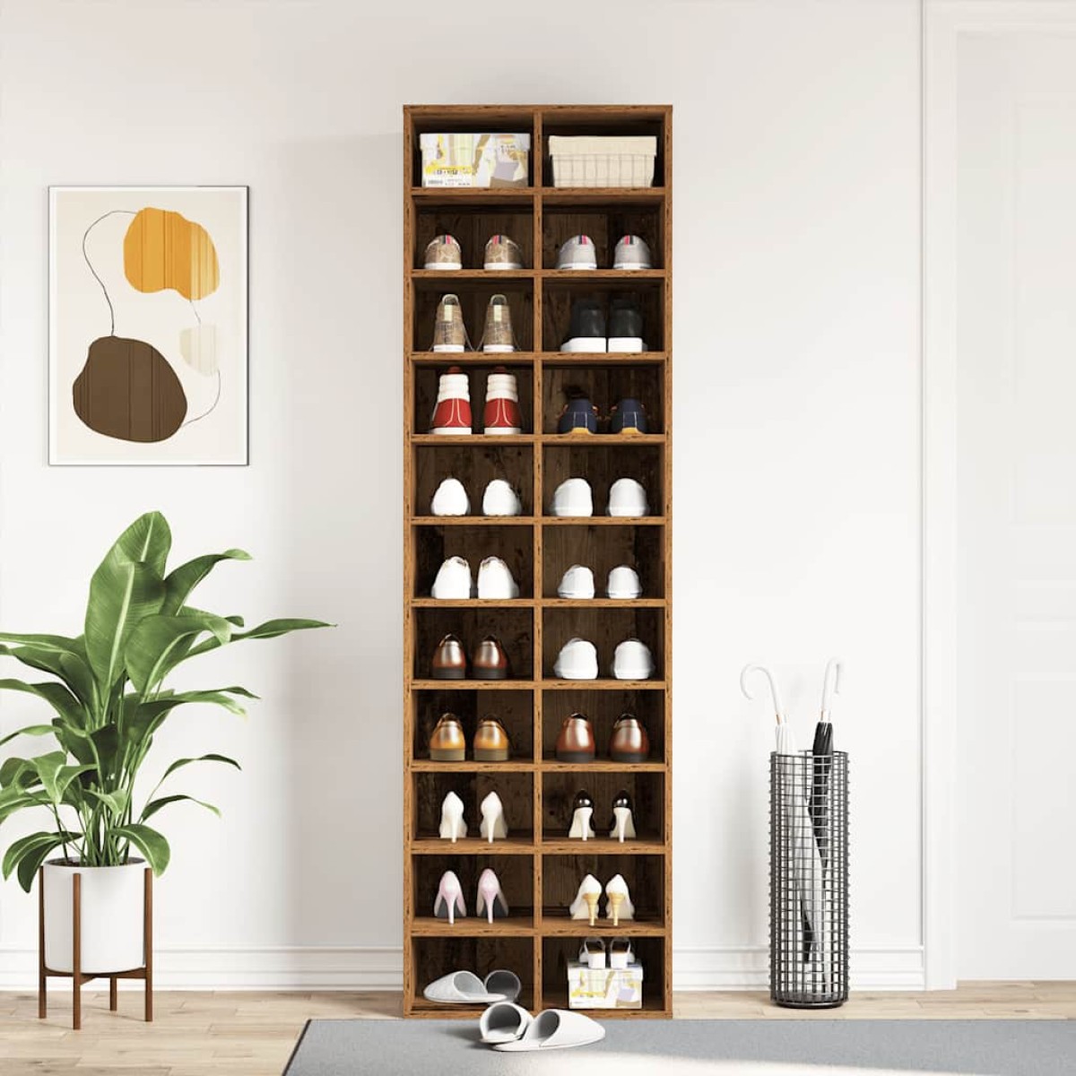 ντουλάπι παπουτσιών vidaXL Παλιό ξύλο 54x34x183 cm Κατασκευασμένο ξύλο