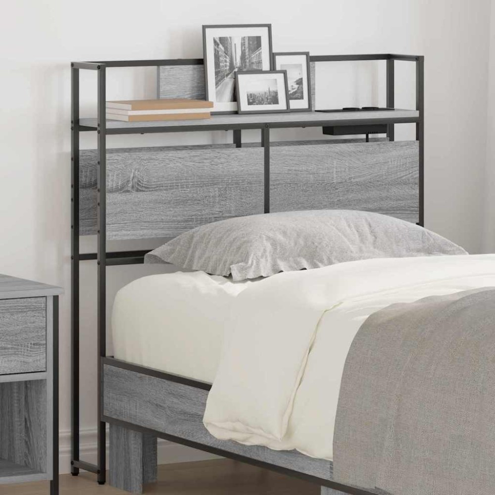 vidaXL Κεφαλάρι Αποθήκης με ράφι Γκρι sonoma 90 cm Επεξεργασμένο ξύλο