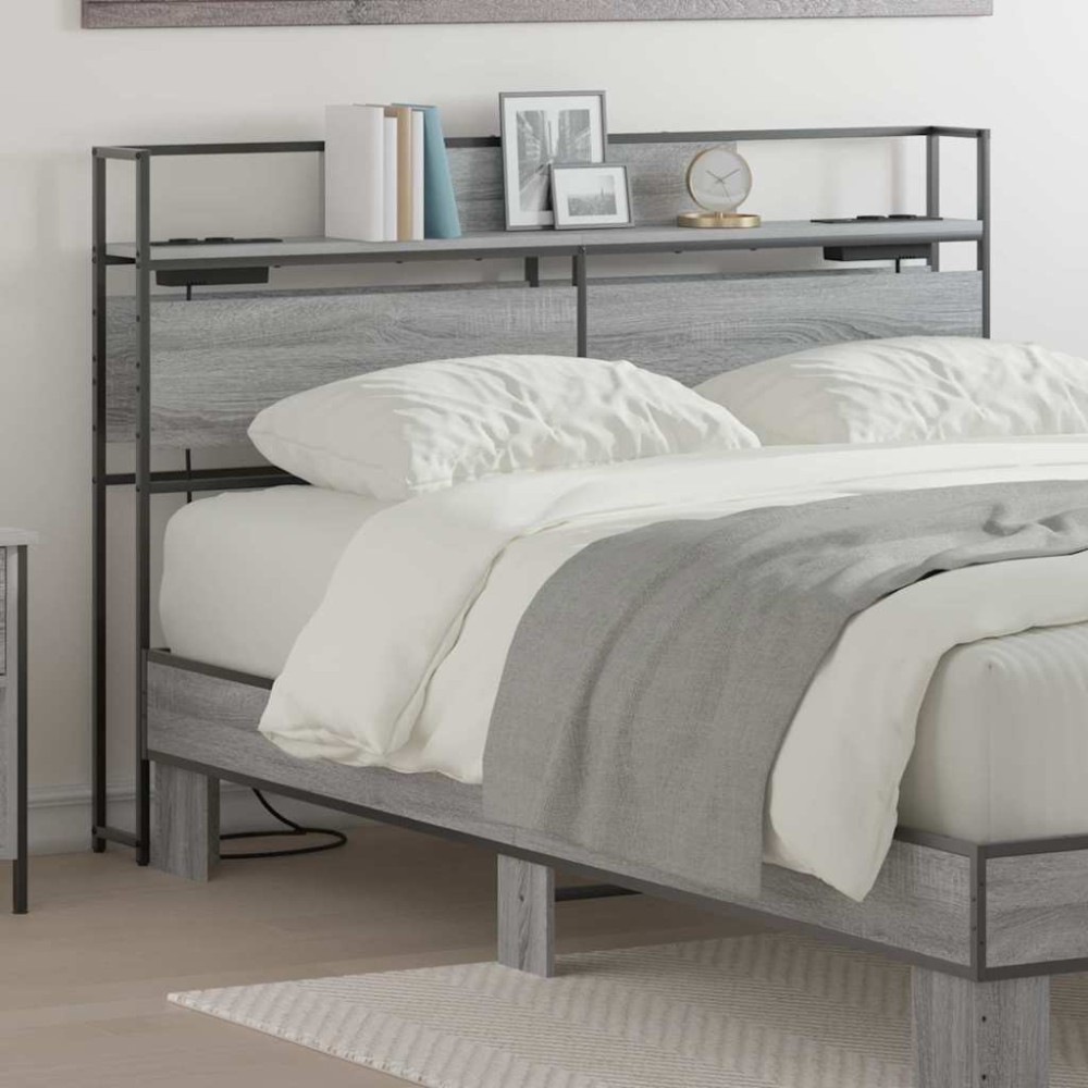 vidaXL Κεφαλάρι Αποθήκης με ράφι Γκρι sonoma 120 cm Επεξεργασμένο ξύλο