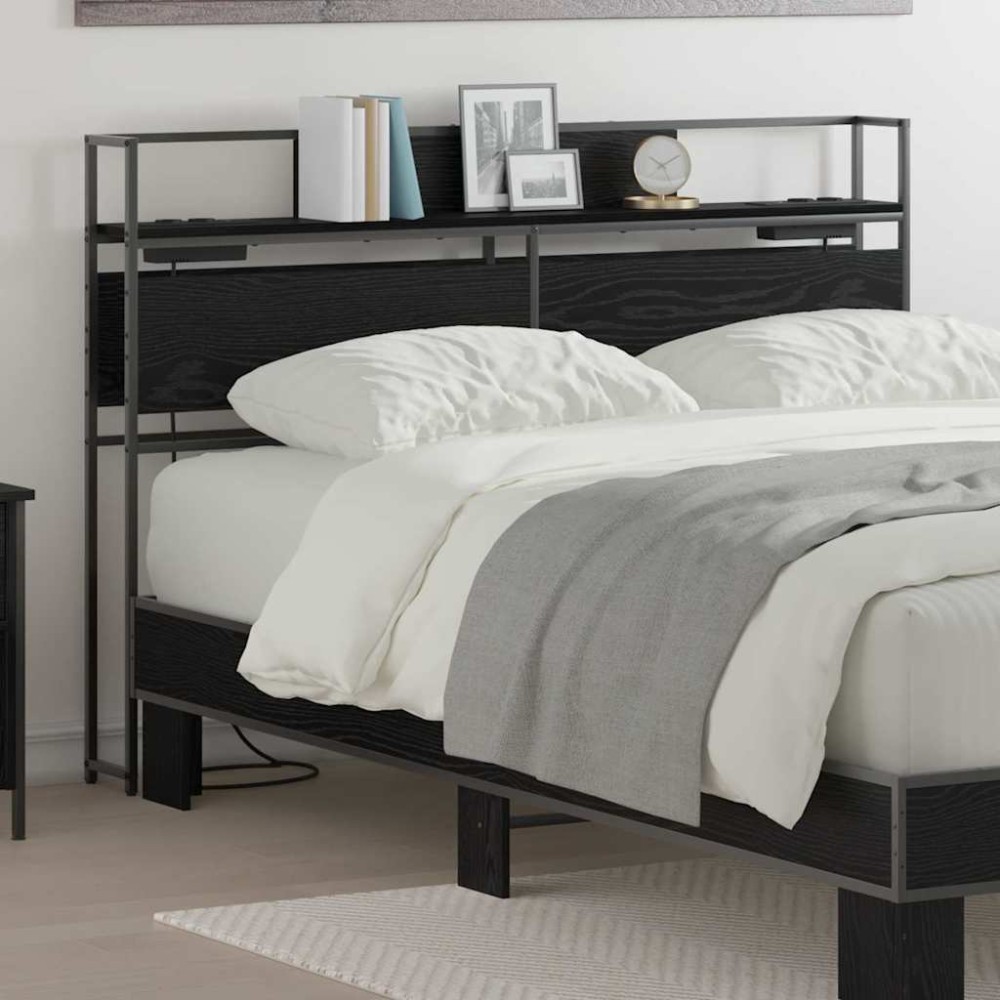 vidaXL Κεφαλάρι Αποθήκης με ράφι Μαύρη δρυς 135 cm Επεξεργασμένο ξύλο