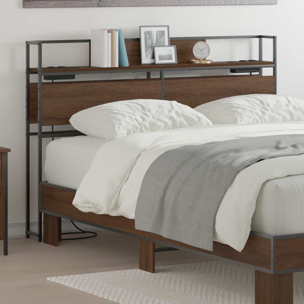 vidaXL Κεφαλάρι Αποθήκης με ράφι Καφέ δρυς 135 cm Επεξεργασμένο ξύλο