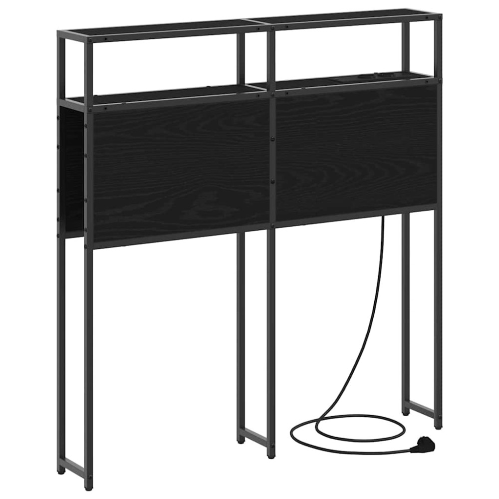 vidaXL Κεφαλάρι Αποθήκης με ράφι Μαύρη δρυς 90 cm Επεξεργασμένο ξύλο
