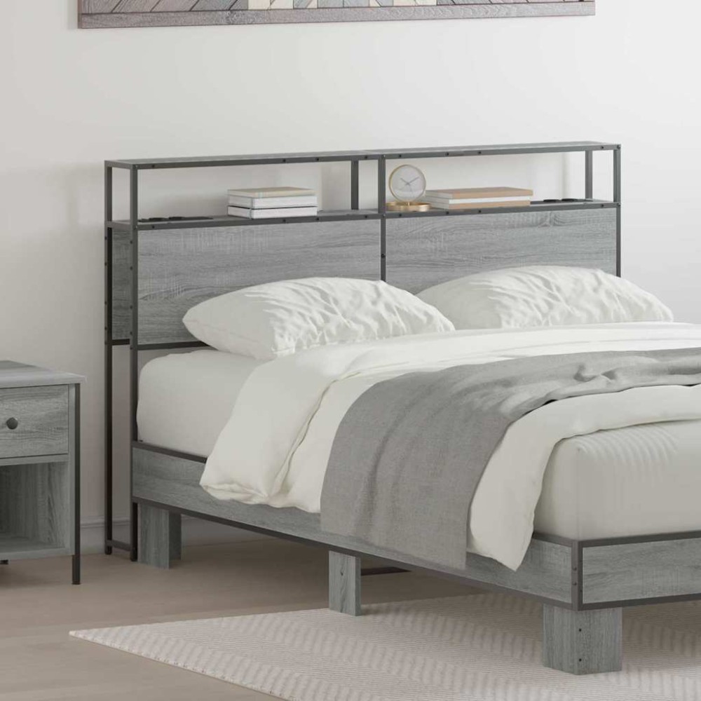 vidaXL Κεφαλάρι Αποθήκης με ράφι Γκρι sonoma 120 cm Επεξεργασμένο ξύλο