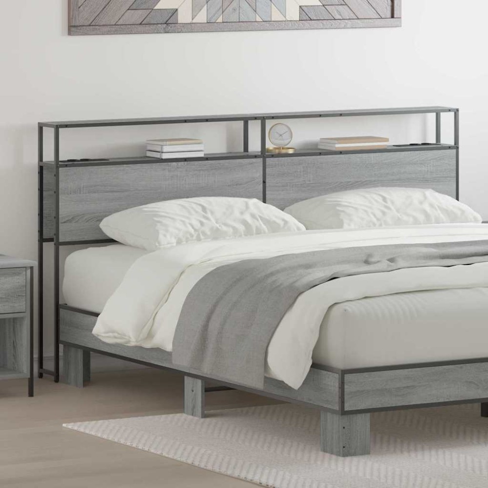vidaXL Κεφαλάρι Αποθήκης με ράφι Γκρι sonoma 200 cm Επεξεργασμένο ξύλο