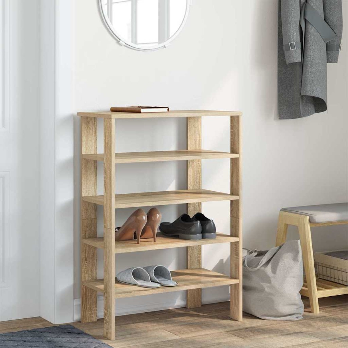 Ράφι παπουτσιών vidaXL Sonoma Oak 61x32x87,5 cm Κατασκευασμένο ξύλο